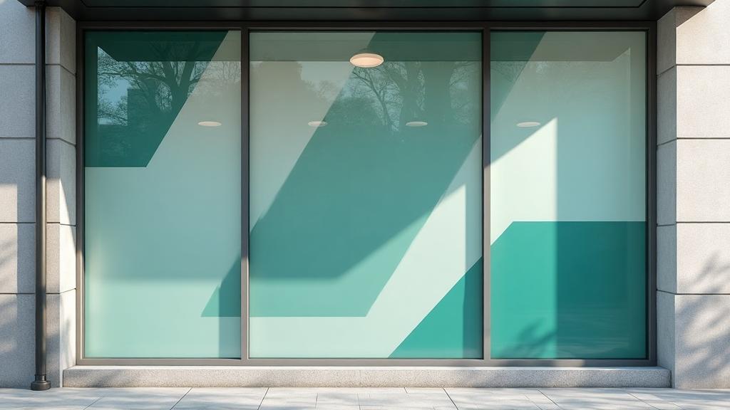 Fensterbeschriftung an einer Glasfront