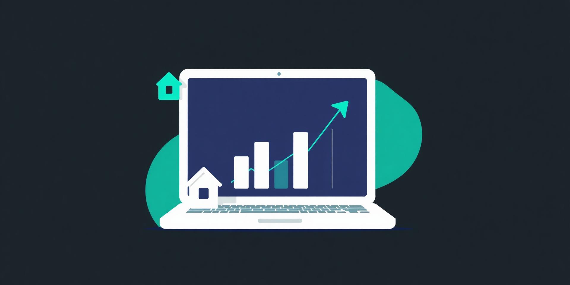 Flat-Design-Illustration: Anfragen und Auswertung auf einem Laptop-Dashboard