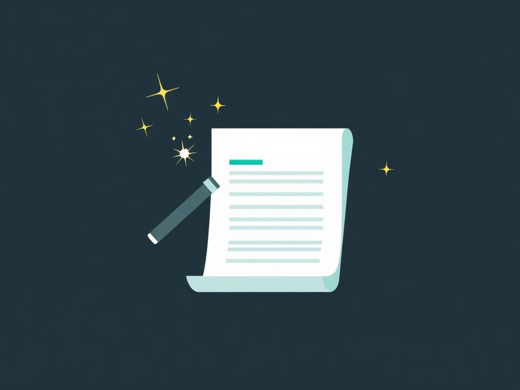 Flat-Design-Illustration: Dokument mit Zauberstab und Sparkles