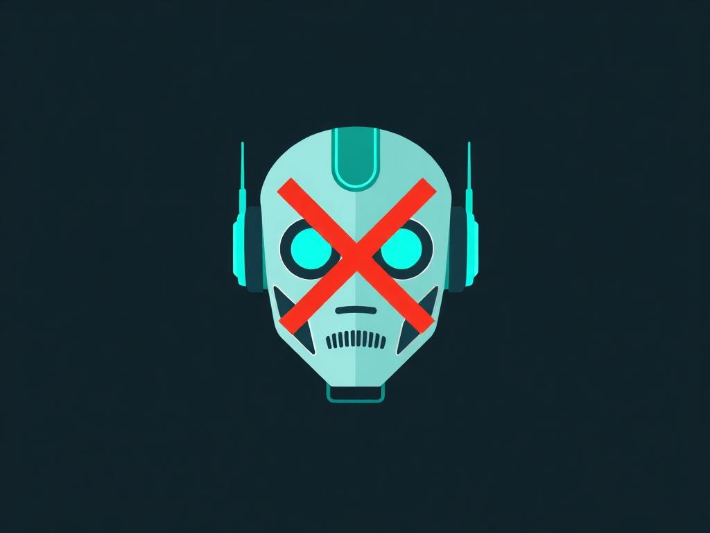 Flat-Design-Illustration: Roboter mit Durchfahrt-verboten-Zeichen