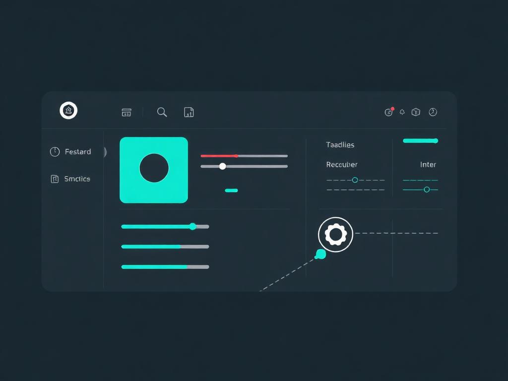 Flat-Design-Illustration: Dashboard mit Tool-Icons und Schiebereglern