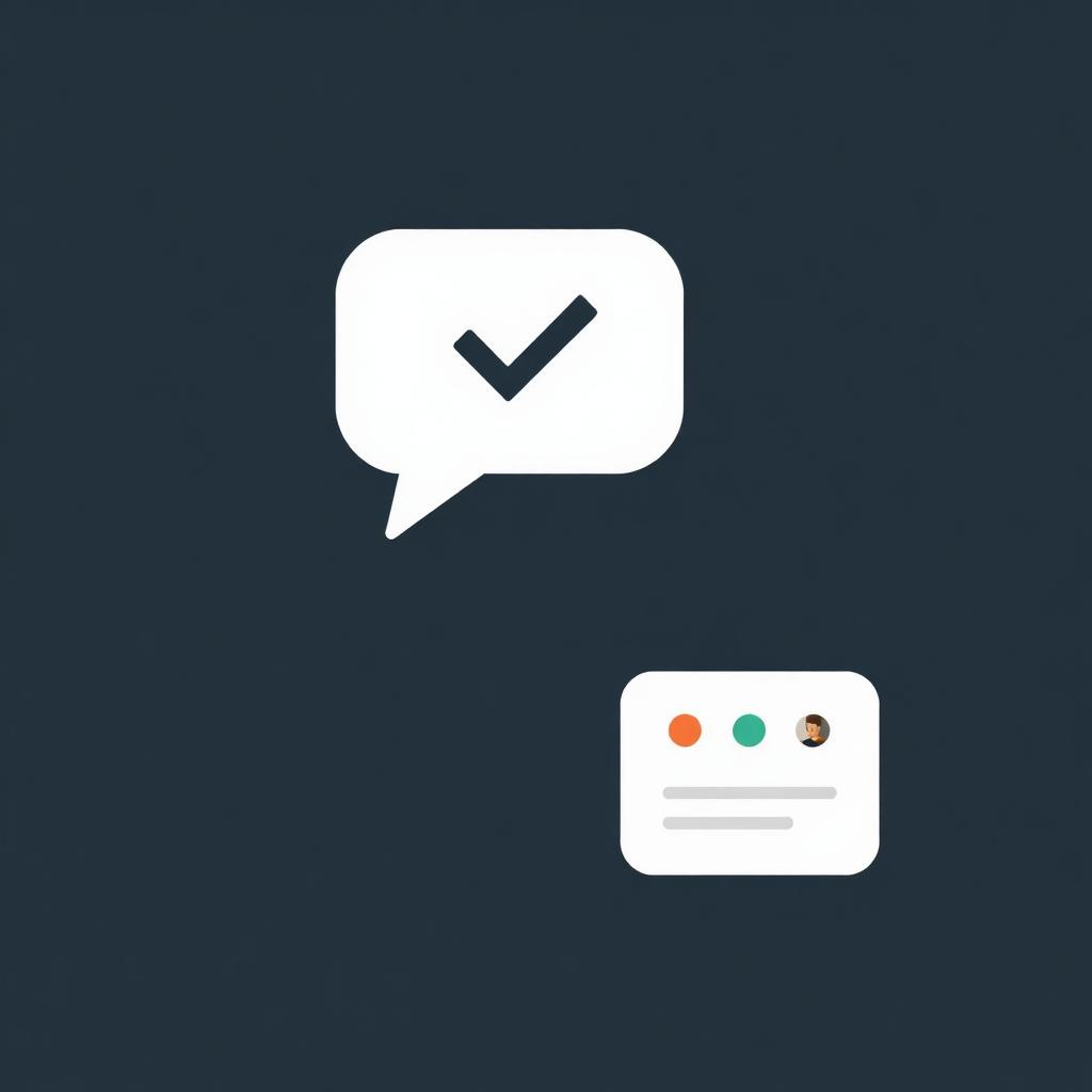 Flat-Design-Illustration: Sprechblase mit Häkchen und Antwort-Interface