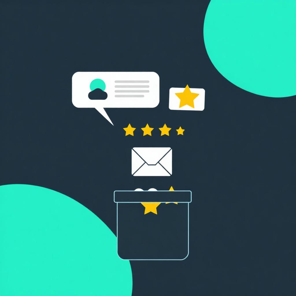 Flat-Design-Illustration: Bewertungen per E-Mail und Benachrichtigung sammeln