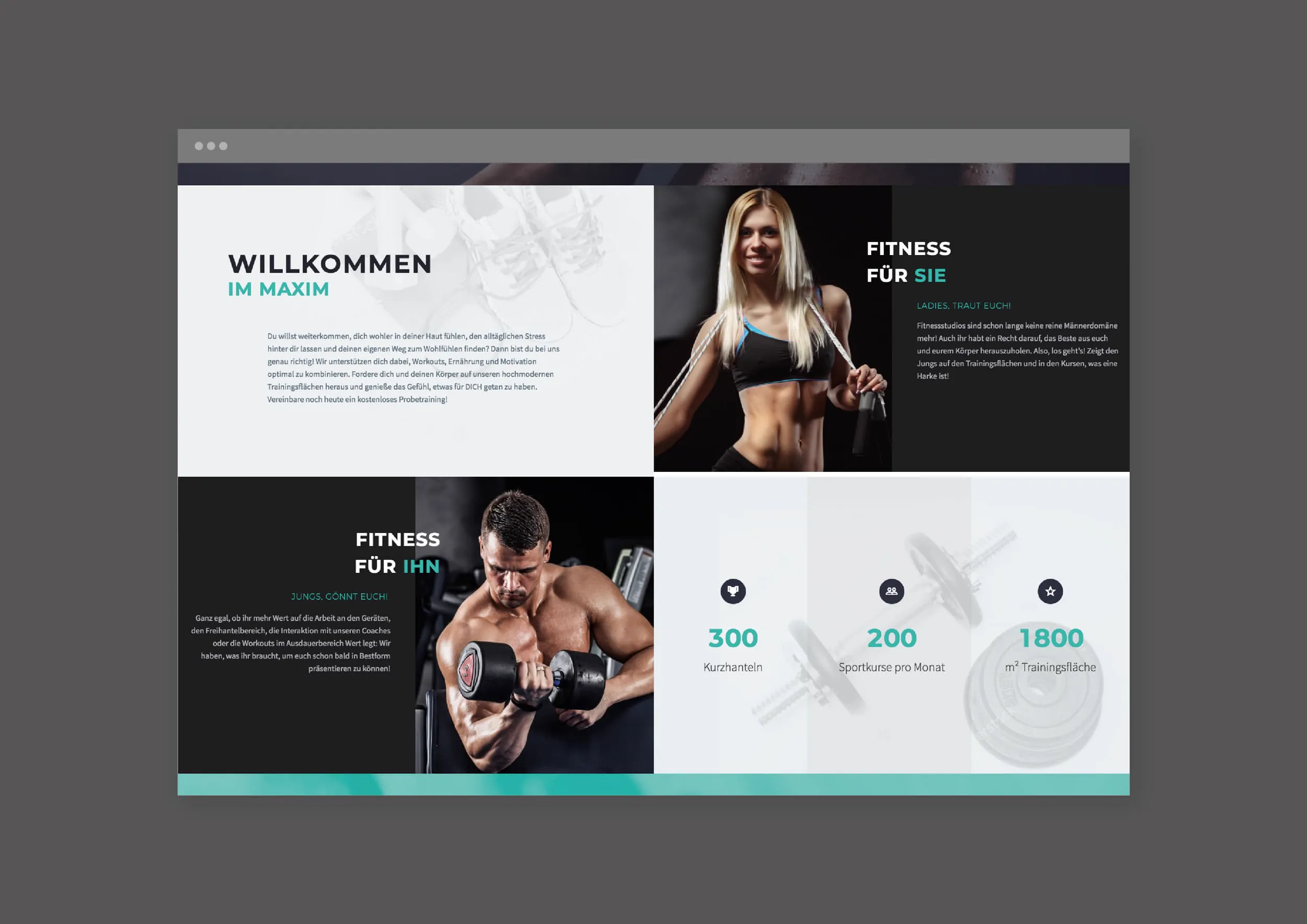 Fitnessstudio Maxim – Projektvorschau