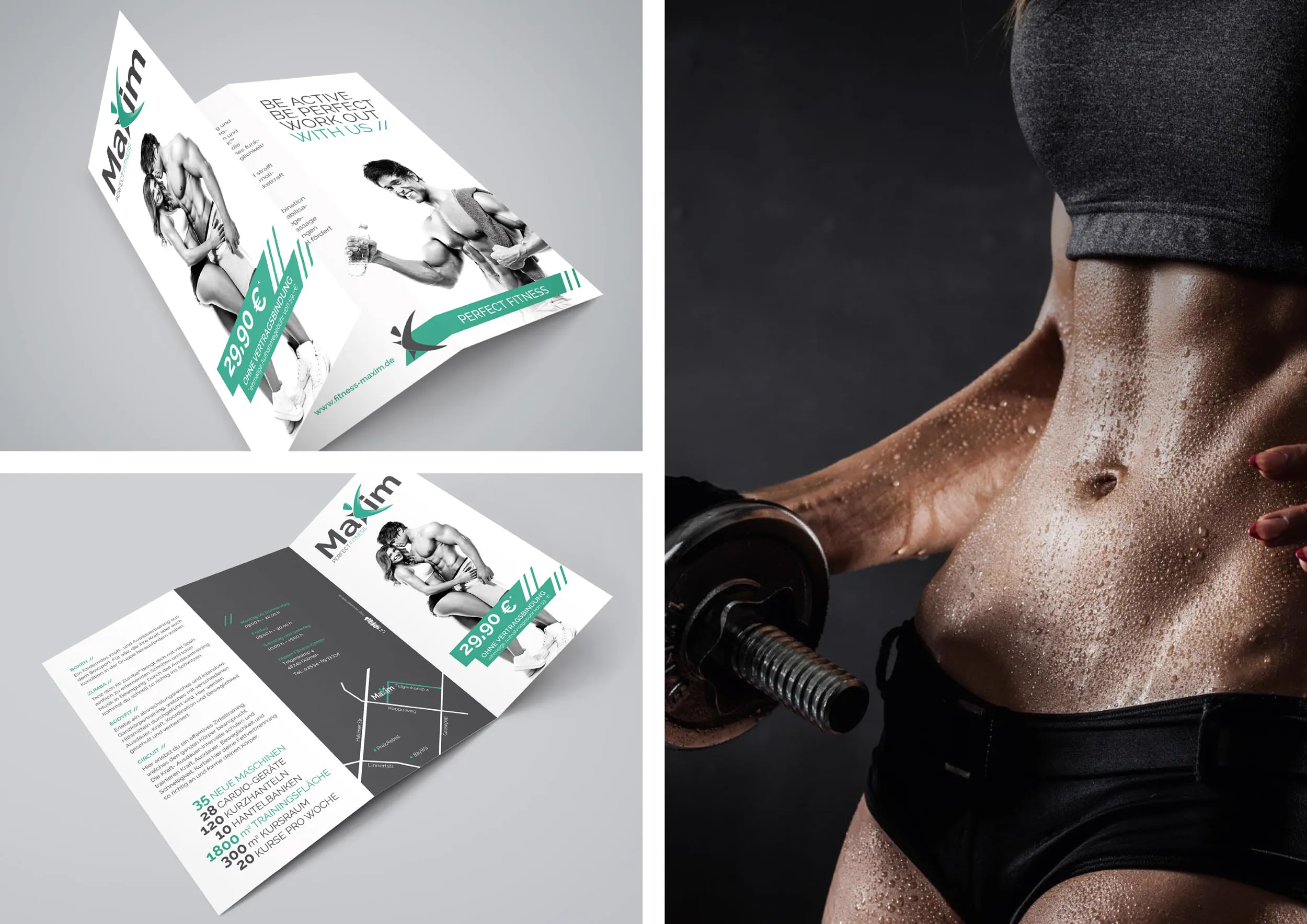 Fitnessstudio Flyer und Werbemittel