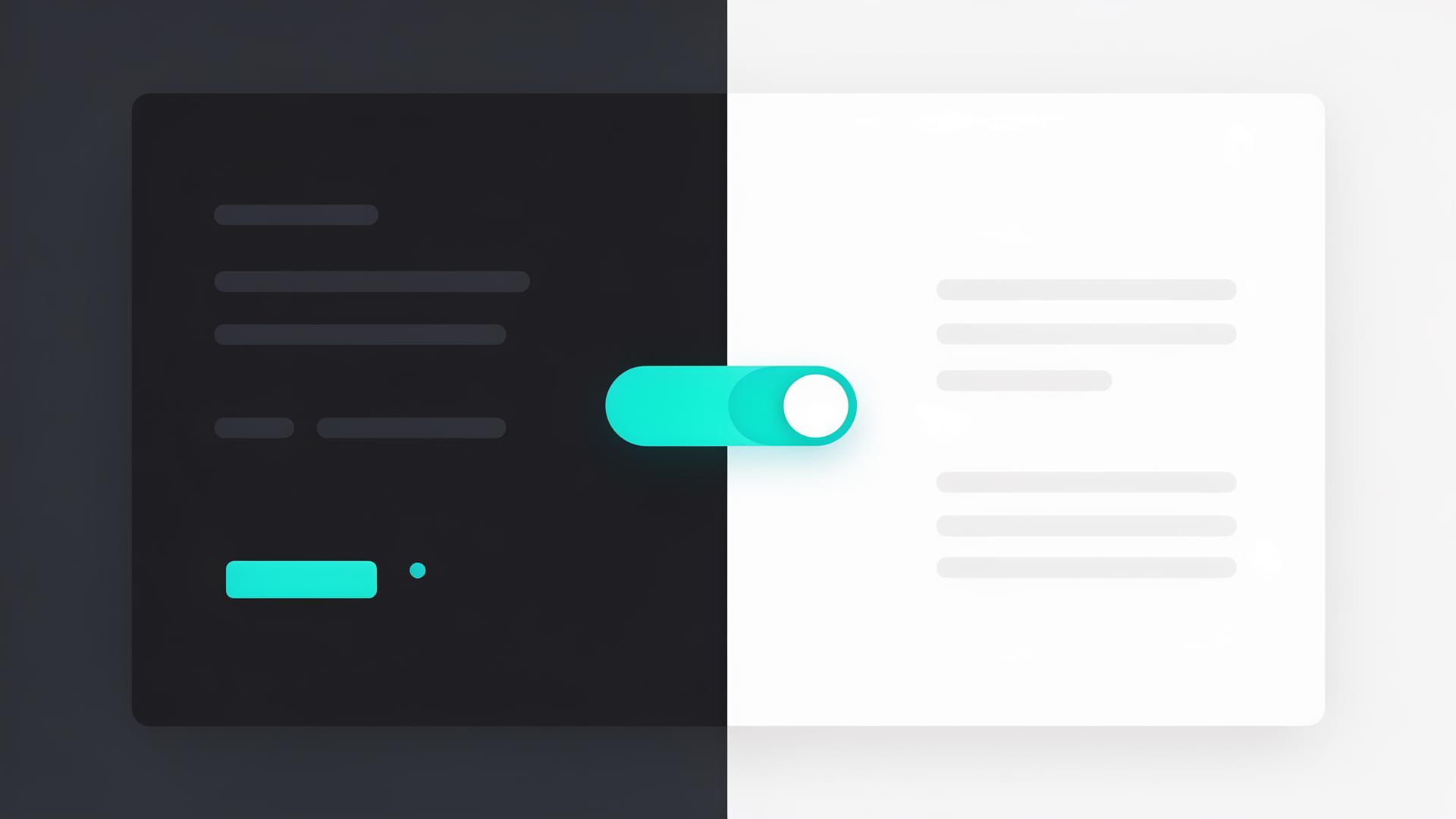 Flat Design Illustration: Light/Dark Mode Toggle mit Split-Screen Konzept