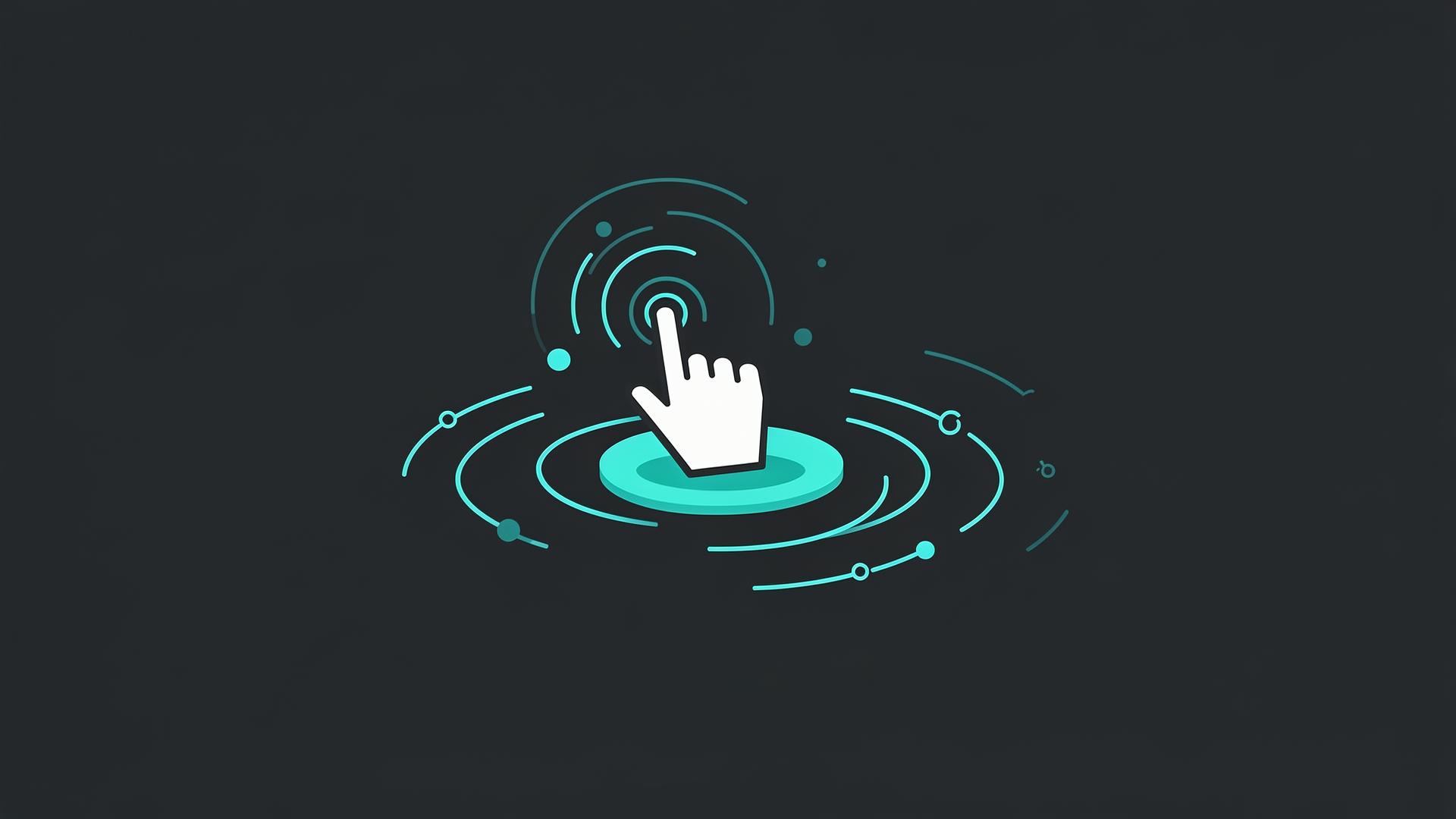 Flat Design Illustration: Cursor klickt Button mit Ripple-Effekten