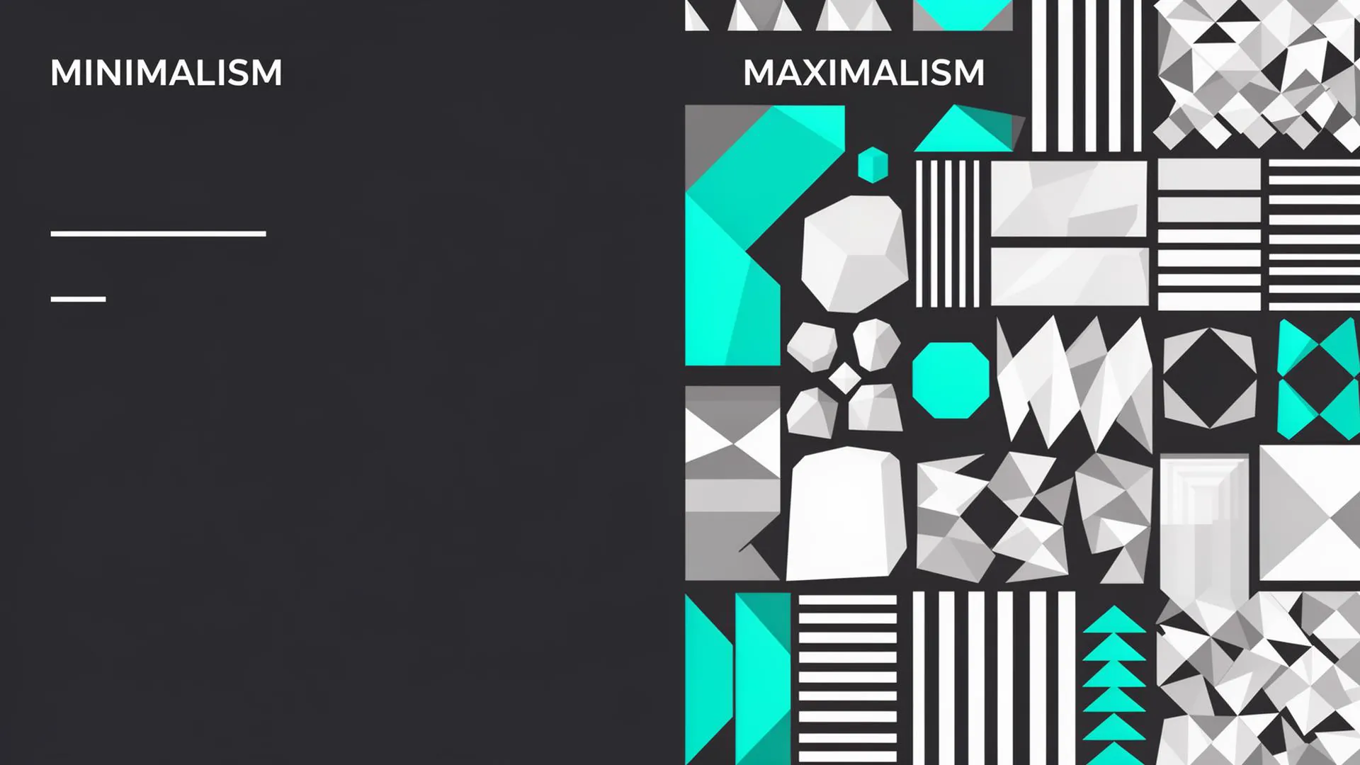 Flat Design Illustration: Split-Composition von minimalistischen und maximalistischen Elementen